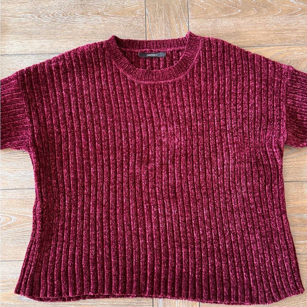 Forever 21 Burgundy Ribbed Sweater